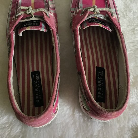 Sperry Pink Plaid Bahama Skimmer Boat Shoes - Picture 5 of 9